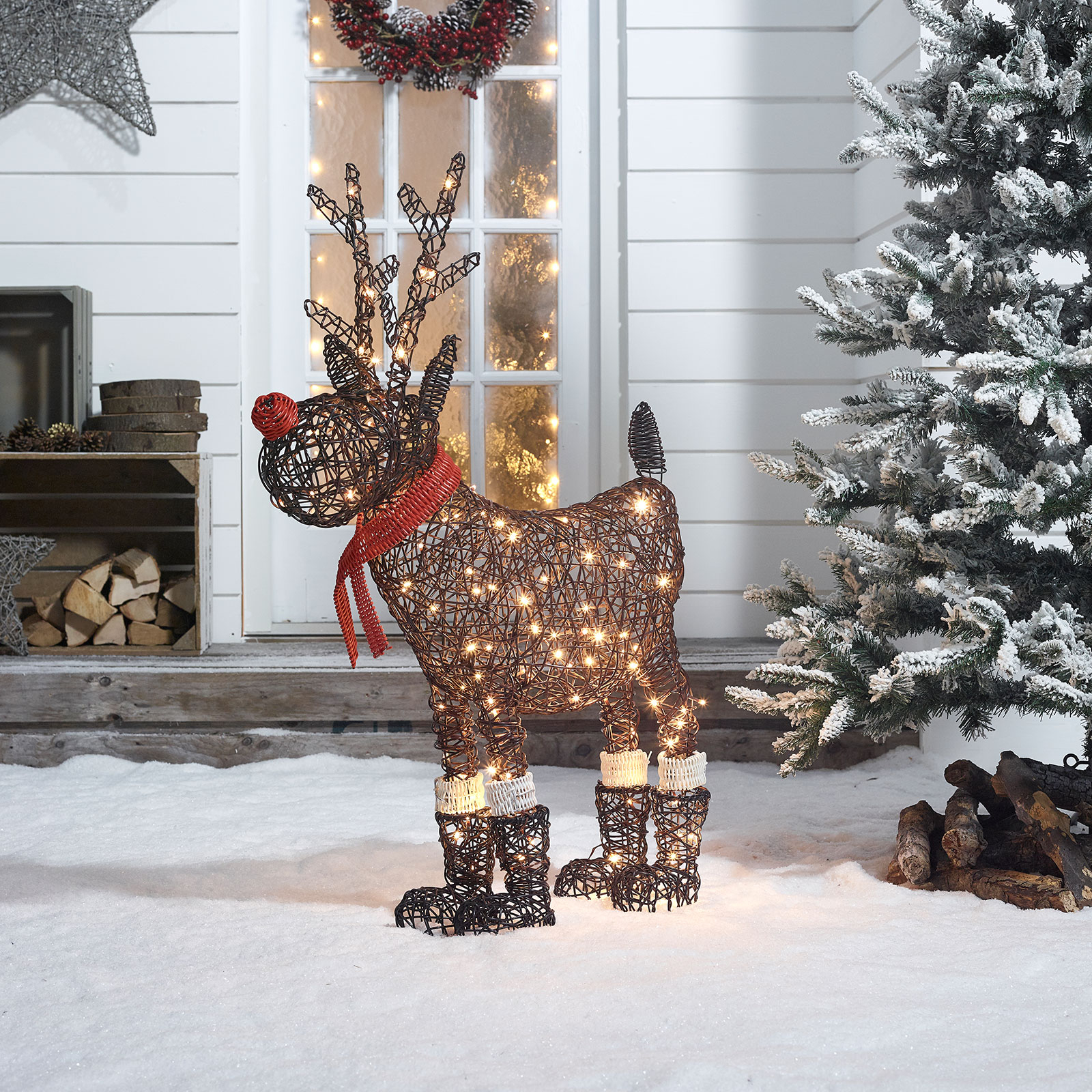 100cm Rattan Rudolph Standing Reindeer Figure – Best Home Bouquet