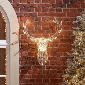 Acrylic LED Reindeer Wall Mounted Stag Head Decoration in Warm White