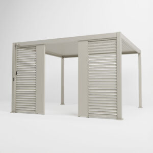 Titan Aluminium 4.0m Static Side Wall Combination - 2 Cavity Wall Panels and 2 Louvred Side Walls in Pebble