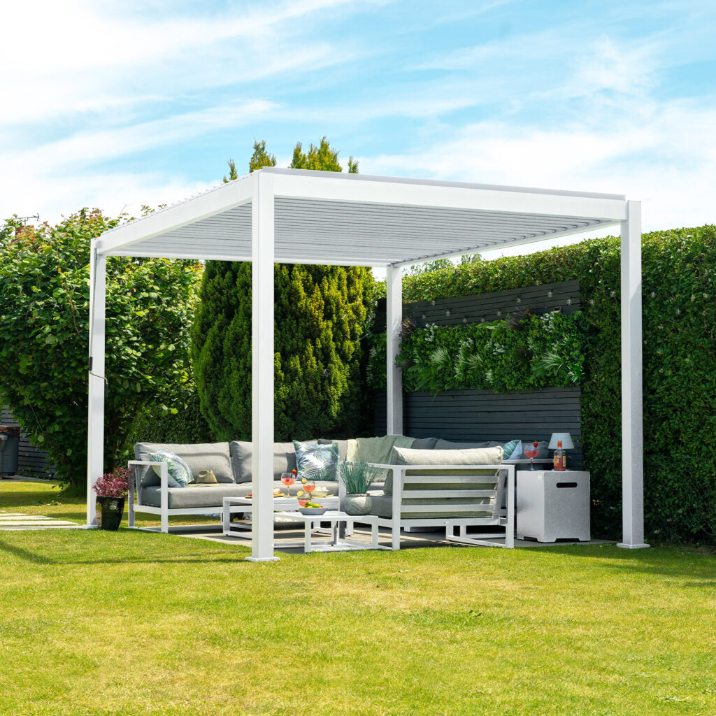Titan Aluminium Metal Pergola in Chalk White – 3.0m x 3.0m Free ...